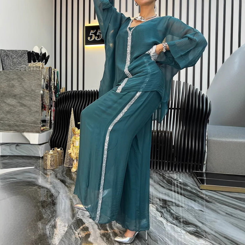 Women's Elegant and Airy Blouse with Wide Cut and Matching Pants