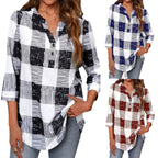 Women's Plaid Long-Sleeve Button-Detail Shirt