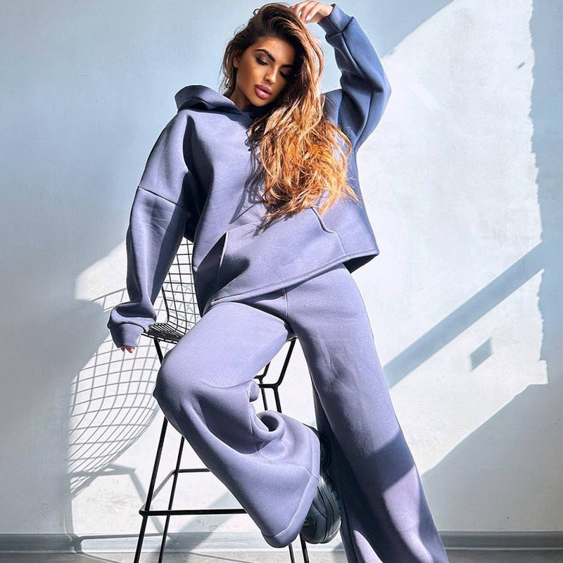 Women's Oversized Hoodie and Wide Leg Leisure Pants