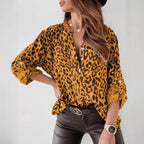 Women's Animal Print Blouse with Gathered Details