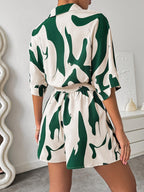 Women's Short Jumpsuit with Modern Graphic Print