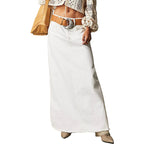 Women's Black Denim Maxi Skirt with Side Pockets and Casual Cut