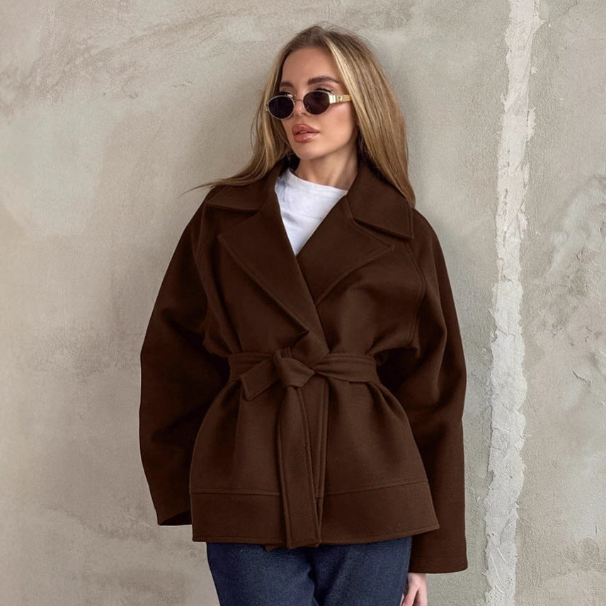 Elegant Women's Wrap Jacket with Belt and Casual Cut