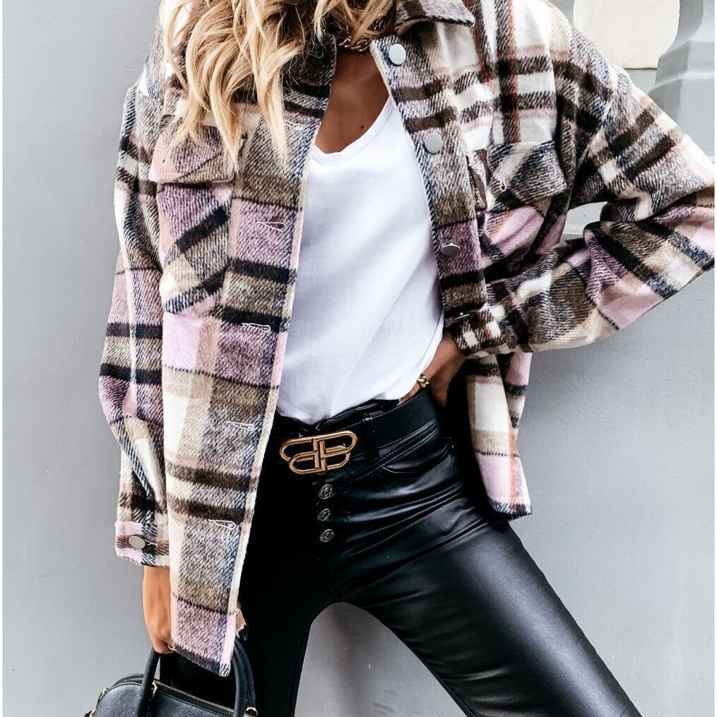 Women's Plaid Flannel Shirt with Pockets