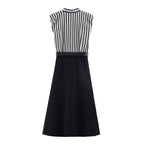 Women's Striped Jumpsuit with Decorative Belt