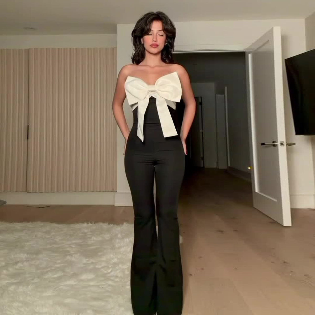 Elegant Jumpsuit with Bow Accents