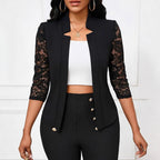 Women's Blazer Jacket with Lace Inserts