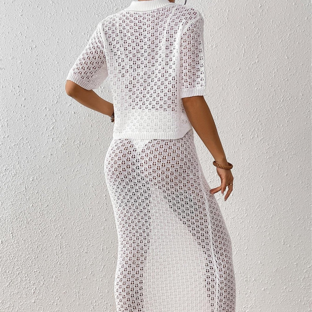 Elegant Women's Crochet Kimono Set