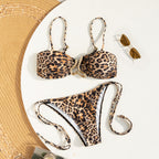 Women's Asymmetrical Bandeau Bikini with Gold Accents