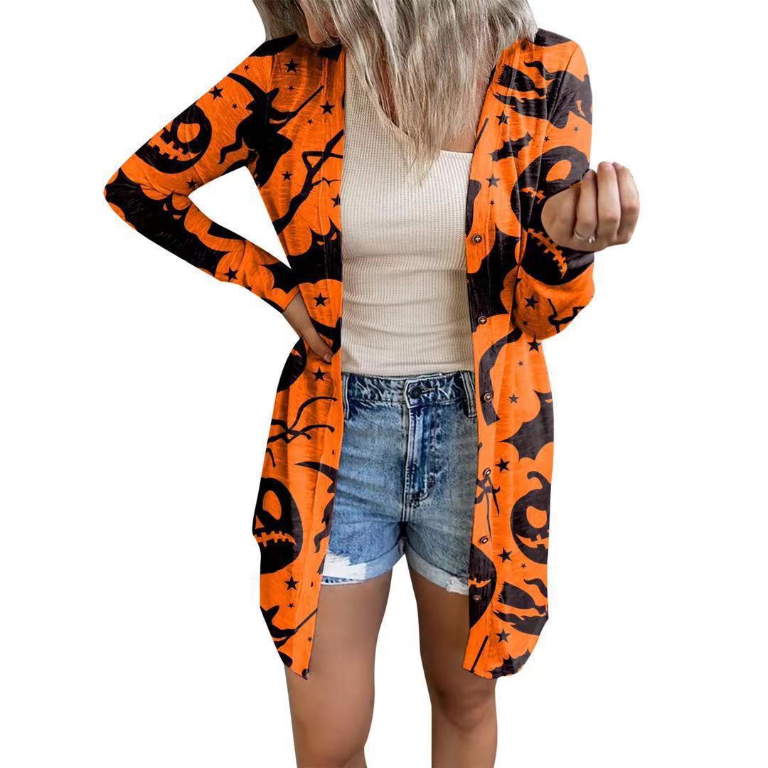 Women's Long-Sleeve Blouse with Animal Print and Button Closure