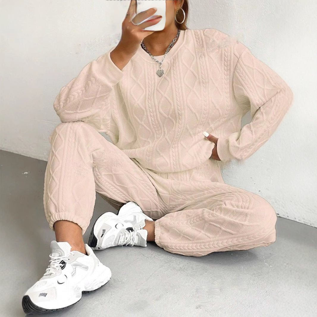 Women's Cozy Textured Knit Loungewear Set