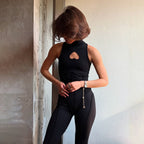 Elegant Bodycon Jumpsuit with Sweetheart Neckline and High Collar
