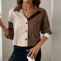 Women's Corduroy Shirt with Modern Color Combination and Casual Cut