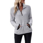Women's Fleece Pullover with Quarter Zip and Kangaroo Pocket