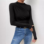 Women's Elegant Long-Sleeve Shirt with Ruching
