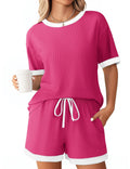 Women's Comfortable Leisure Set with Ribbed Texture and Elastic Waistband