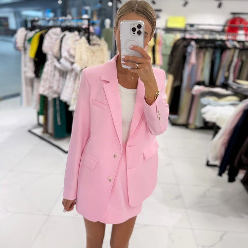 Women's Elegant Blazer and Skirt Set
