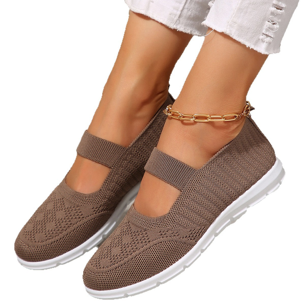 Women's Breathable and Flexible Ballet Flats with Elastic Strap