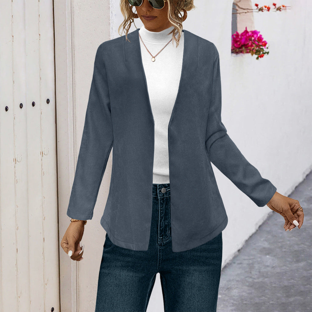 Women's Elegant Long Jacket with Soft Fabric and Open Cut