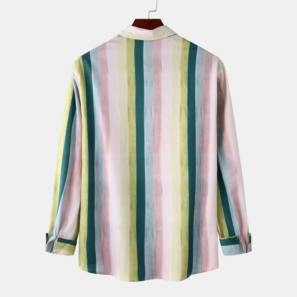 Women's Long-Sleeve Shirt with Colorful Stripe Pattern and Modern Cut