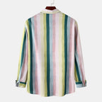 Women's Long-Sleeve Shirt with Colorful Stripe Pattern and Modern Cut
