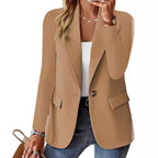Women's Elegant Blazer with Textured Design and Practical Pockets