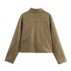 Women's Cropped Utility Jacket with Practical Pockets and Modern Cut