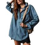 Women's Denim Shirt with Detailed Stitching