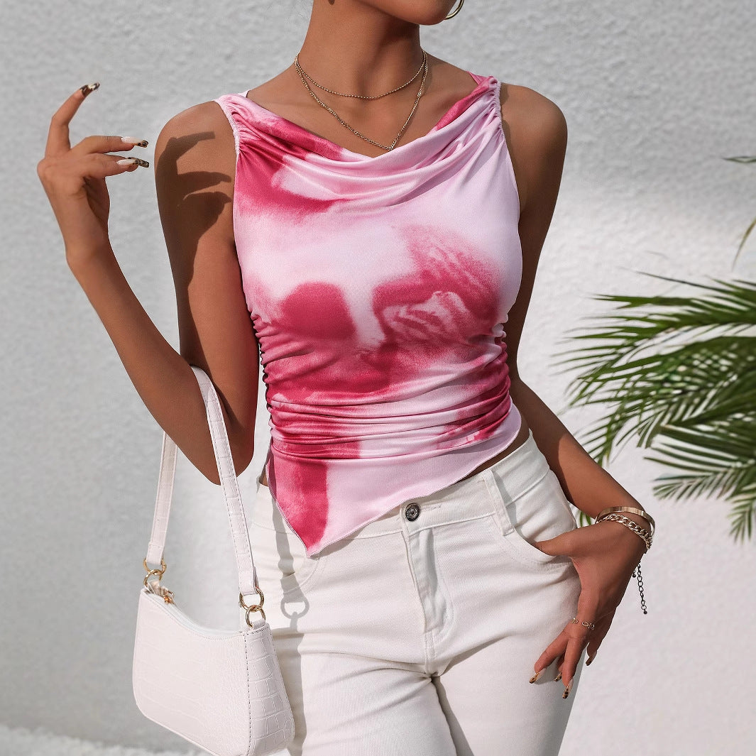 Women's Sleeveless Top with Draped Design