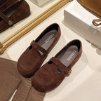 Women's Ballet Flats with Elegant Buckle and Soft Suede