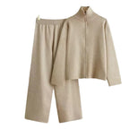 Women's Cozy Knit Loungewear Set with High Collar