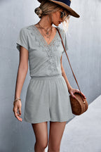Women's Casual Jumpsuit with Crochet Details