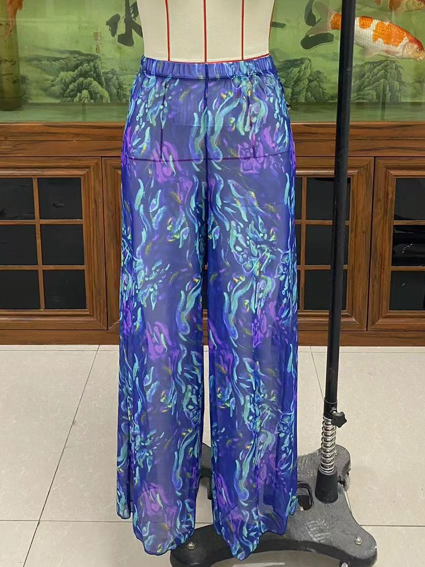 Women's Elegant Floral Print Beach Pants