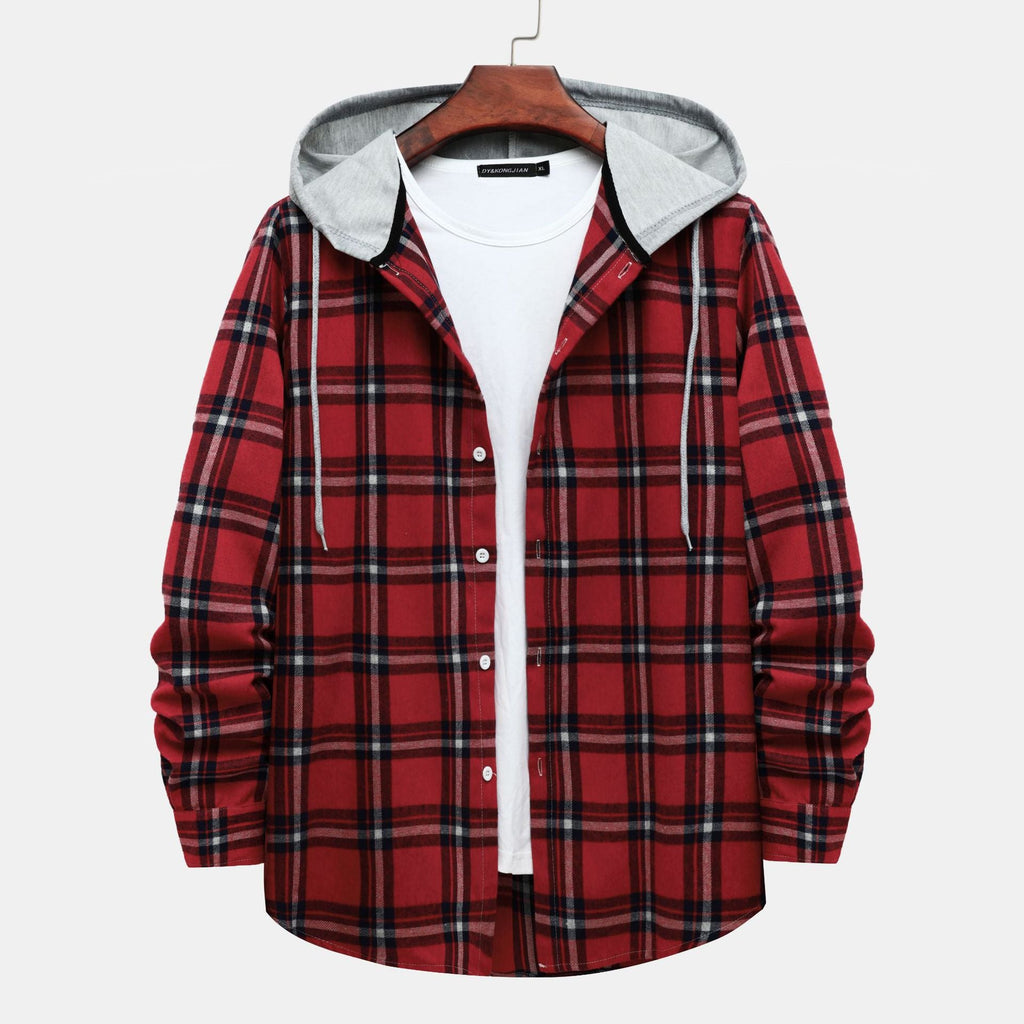 Women's Plaid Cotton Shirt with Hood