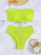 Women's High-Waisted Striped Bandeau Bikini