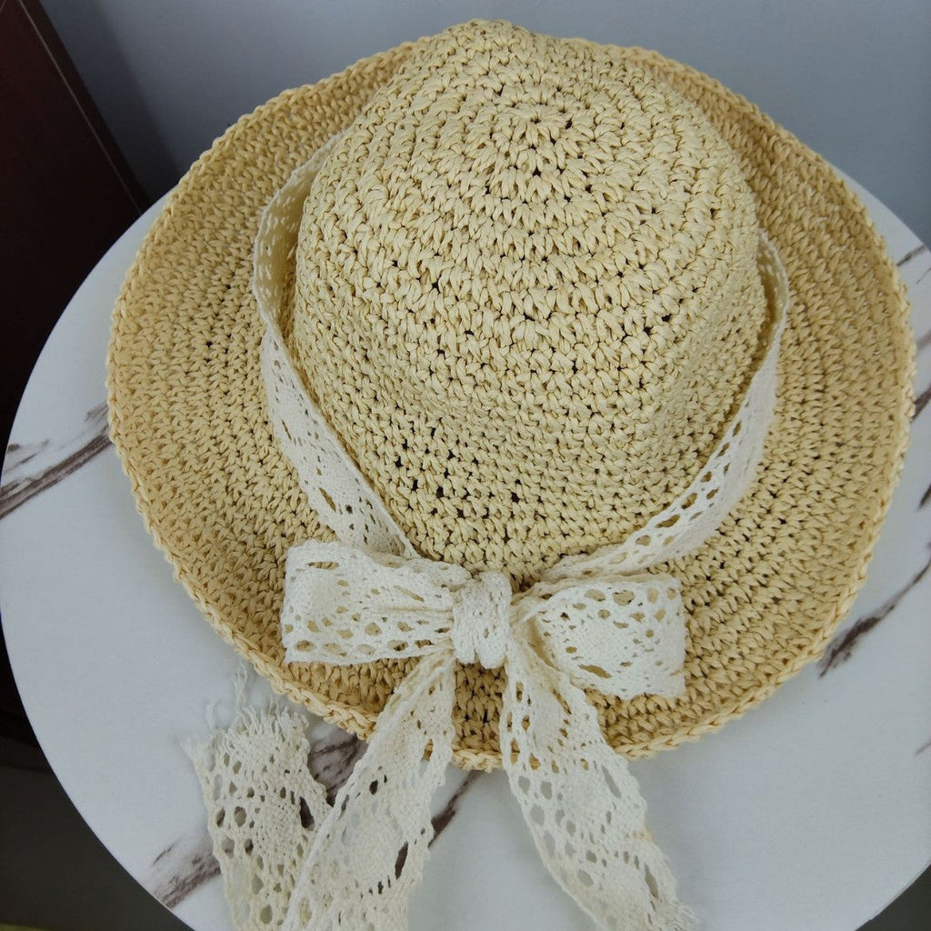 Straw Hat with Lace Band