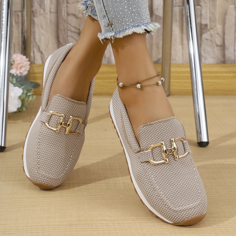 Women's Breathable Slip-On Sneakers with Elastic Inserts and Comfortable Footbed