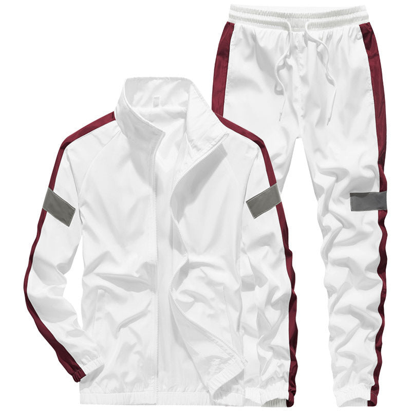 Men's Sportives Tracksuit Set with Contrast Stripes and Reflective Inserts