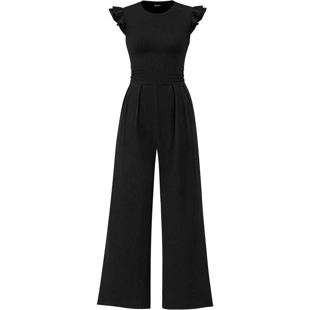 Elegant Women's Jumpsuit with Puff Sleeves and Wide Leg
