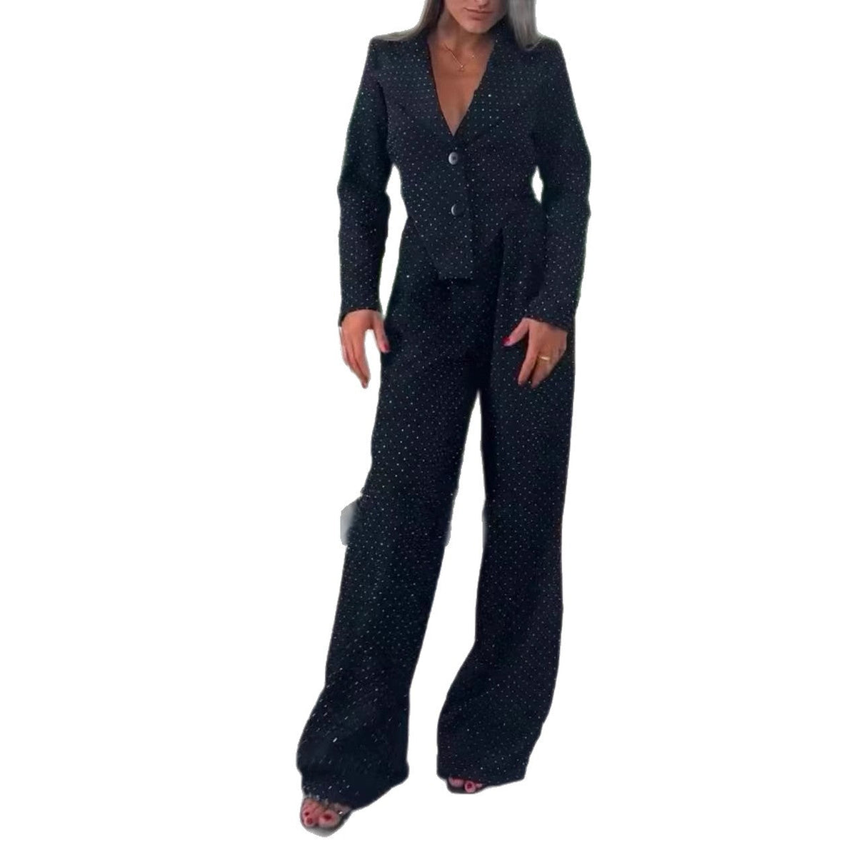 Women's Blazer and Wide-Leg Trouser Set