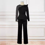 Elegant Jumpsuit with Asymmetric Top and Ruffle Design