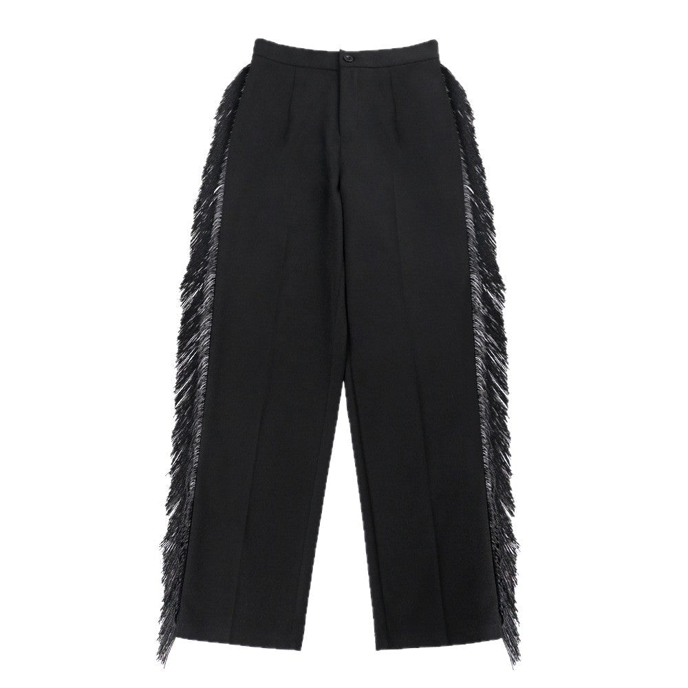 Elegant Pants with Frayed Hem and Slim Fit