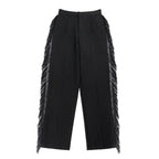 Elegant Pants with Frayed Hem and Slim Fit