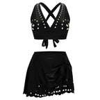 Women's Swim Set with Skirt and Criss-Cross Straps