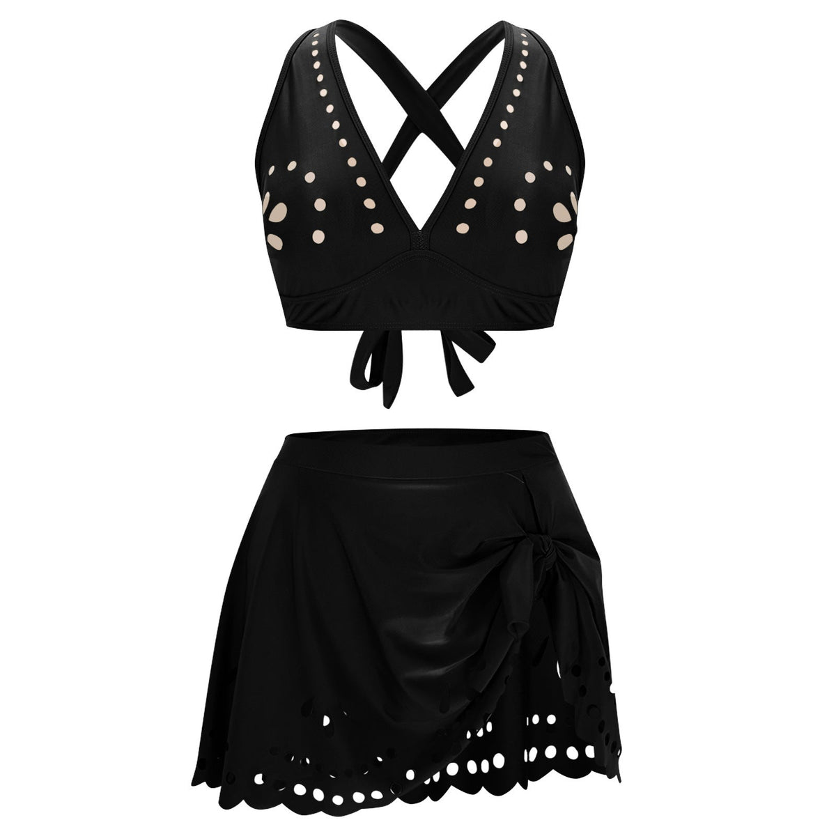 Women's Swim Set with Skirt and Criss-Cross Straps