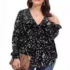 Women's Blouse with Elegant Ruffle Details and Trendy Print