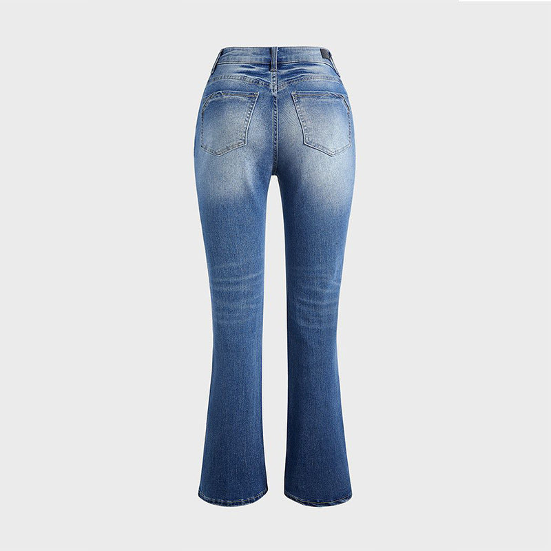 Women's Vintage-Style Bootcut Jeans with High Waist