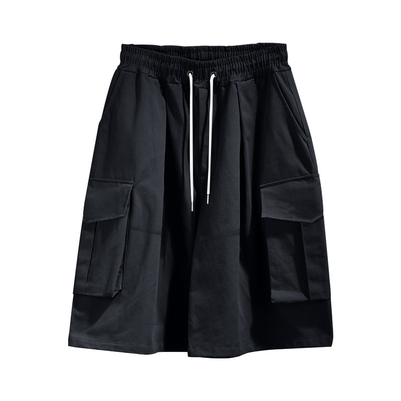 Cargo Midi Skirt with Elastic Drawstring Waist and Patch Pockets