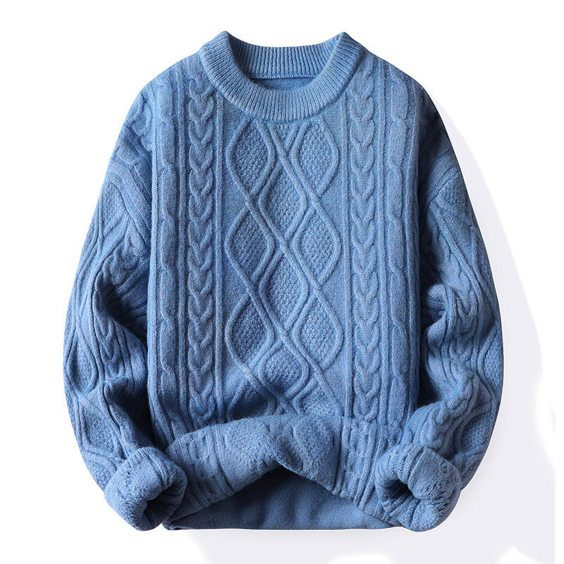 Women's Chunky Knit Sweater with Contemporary Cable Pattern and Classic Crew Neck