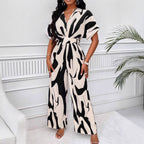 Women's Jumpsuit with Wide Sleeves and Elegant Belt